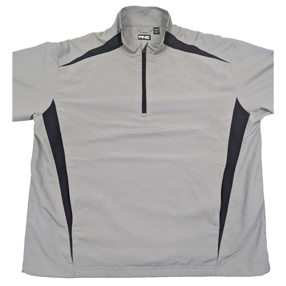 PING Men's Coil Quarter-Zip Pullover Gray XL Mock Neck Zip Pocket 11F3912